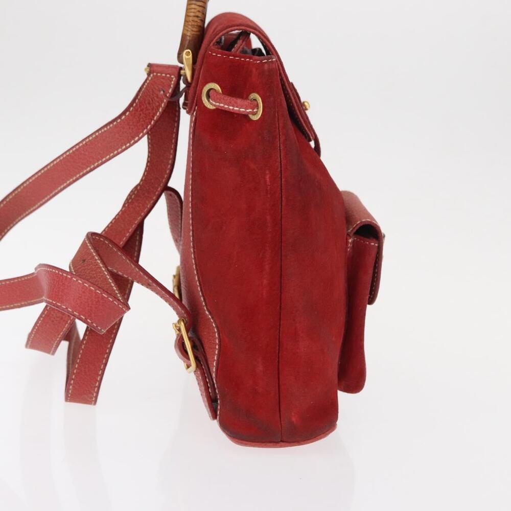 GUCCI Bamboo Backpack Leather Red Gold 003 1956 0030 Auth 153860 - Picture 4 of 16